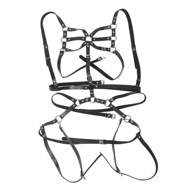 SUBBLIME - BODY HARNESS ADJUSTABLE STRAPS LEATHER BLACK ONE SIZE - Happytoys Sexshop: online sex shop for Feeling Happy & Easy 😊 - Discreet geleverd