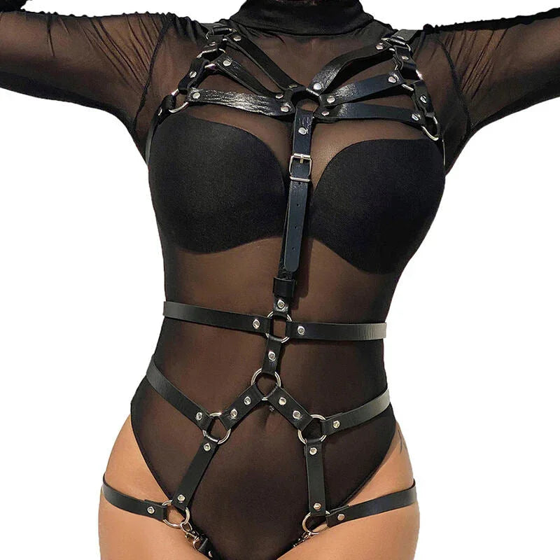 SUBBLIME - BODY HARNESS ADJUSTABLE STRAPS LEATHER BLACK ONE SIZE - Happytoys Sexshop: online sex shop for Feeling Happy & Easy 😊 - Discreet geleverd