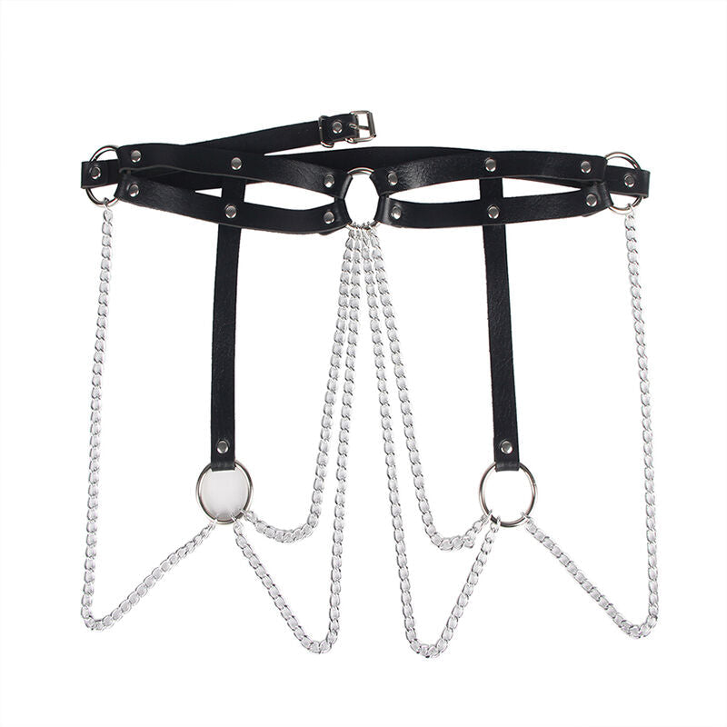 SUBBLIME - LEATHER RING CHAINBELT BLACK ONE SIZE - Happytoys Sexshop: online sex shop for Feeling Happy & Easy 😊 - Discreet geleverd