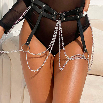 SUBBLIME - LEATHER RING CHAINBELT BLACK ONE SIZE - Happytoys Sexshop: online sex shop for Feeling Happy & Easy 😊 - Discreet geleverd