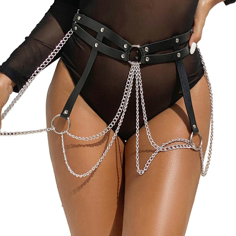 SUBBLIME - LEATHER RING CHAINBELT BLACK ONE SIZE - Happytoys Sexshop: online sex shop for Feeling Happy & Easy 😊 - Discreet geleverd