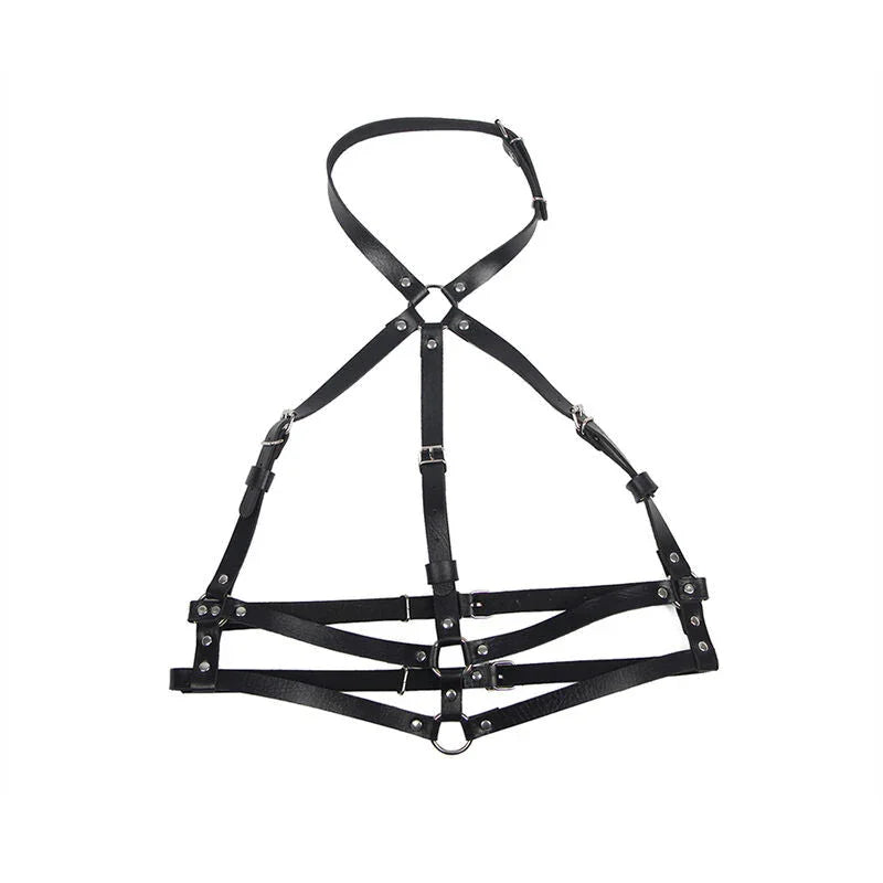 SUBBLIME - LEATHER RING CHEST HARNESS BLACK ONE SIZE - Happytoys Sexshop: online sex shop for Feeling Happy & Easy 😊 - Discreet geleverd