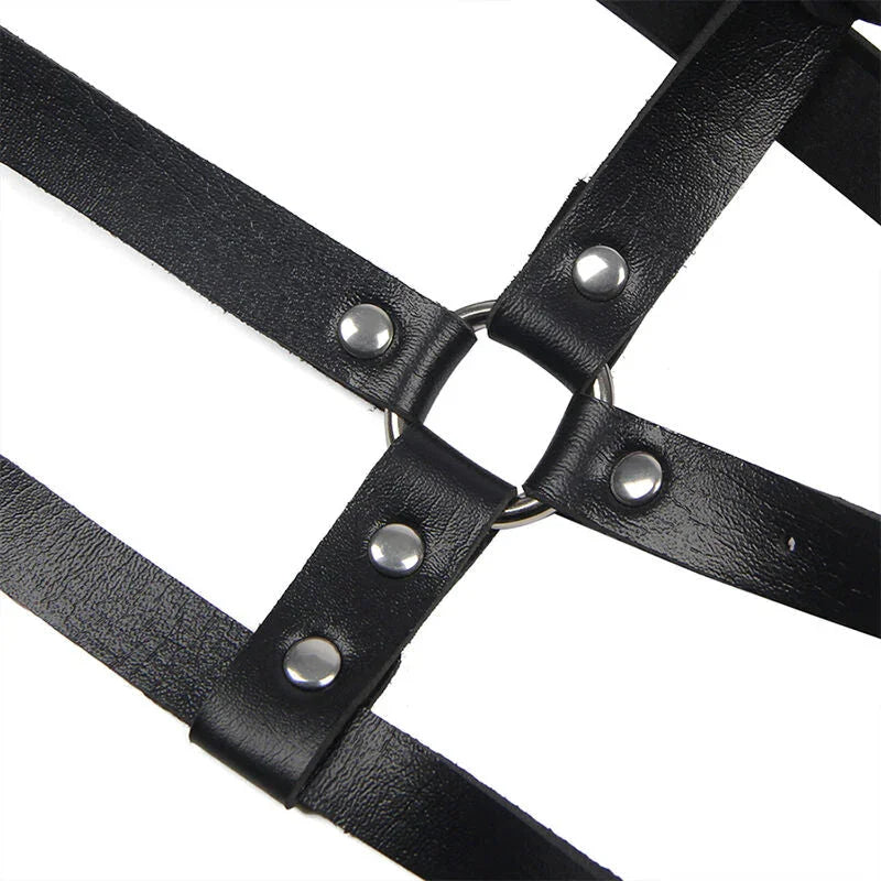 SUBBLIME - LEATHER RING CHEST HARNESS BLACK ONE SIZE - Happytoys Sexshop: online sex shop for Feeling Happy & Easy 😊 - Discreet geleverd