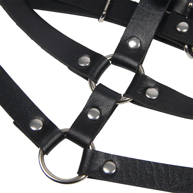 SUBBLIME - LEATHER RING CHEST HARNESS BLACK ONE SIZE - Happytoys Sexshop: online sex shop for Feeling Happy & Easy 😊 - Discreet geleverd