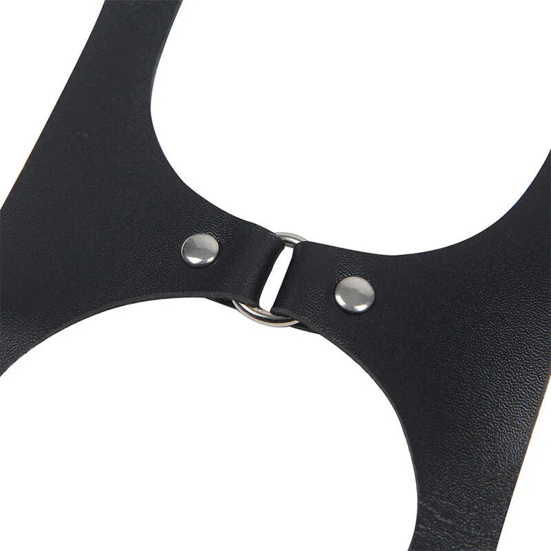 SUBBLIME - FULL BODY HARNESS WITH LEATHER BUCKLES BLACK ONE SIZE - Happytoys Sexshop: online sex shop for Feeling Happy & Easy 😊 - Discreet geleverd