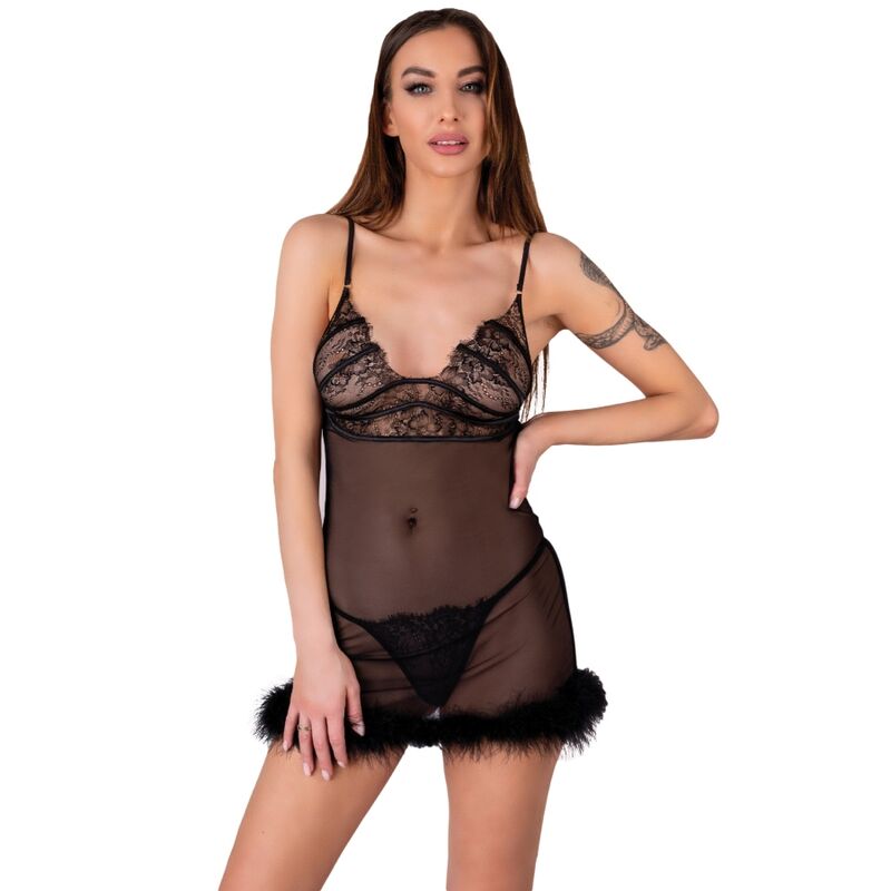 LIVCO CORSETTI FASHION - ZERUNAM SET BABYDOLL + BLACK THONG - Happytoys Sexshop: online sex shop for Feeling Happy & Easy 😊 - Discreet geleverd