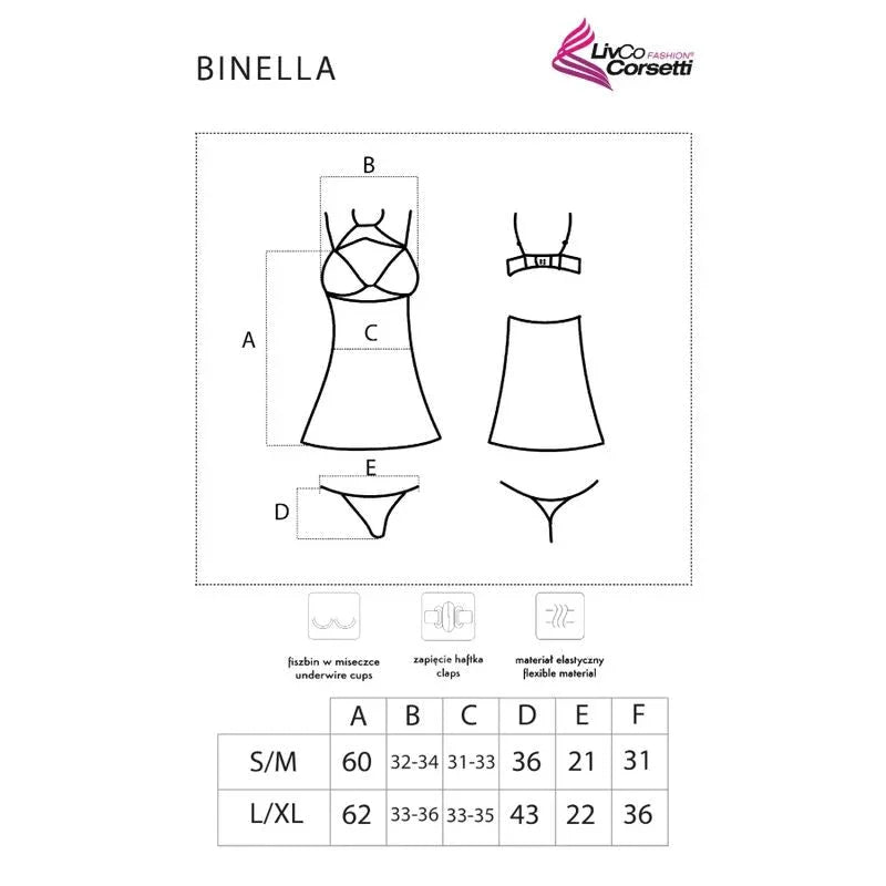 LIVCO CORSETTI FASHION - BINELLA SET BABYDOLL + THONG BLACK - Happytoys Sexshop: online sex shop for Feeling Happy & Easy 😊 - Discreet geleverd