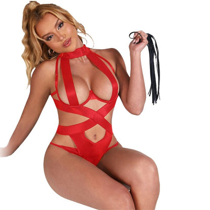 SUBBLIME - SEXY HALTER BODY WITH HARNESS RED S/M - Happytoys Sexshop: online sex shop for Feeling Happy & Easy 😊 - Discreet geleverd