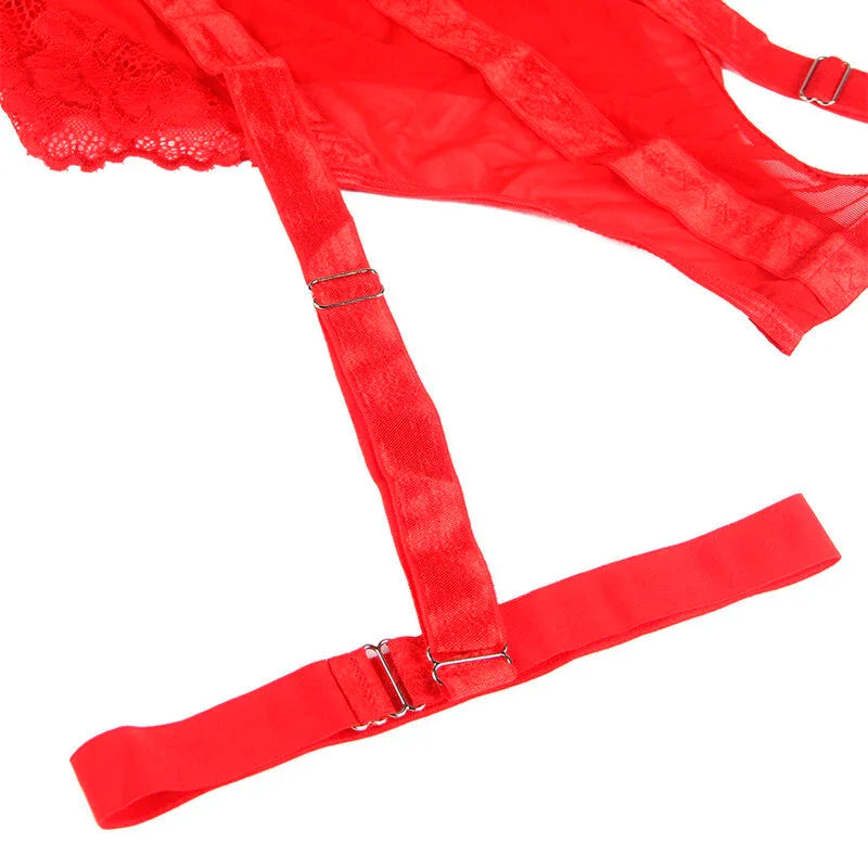 SUBBLIME - TEDDY WITH GARTER STRAP DETAIL CHEST RED S/M - Happytoys Sexshop: online sex shop for Feeling Happy & Easy 😊 - Discreet geleverd