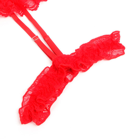 SUBBLIME - TEDDY WITH GARTER WITH LACE DETAIL AND STRIPS RED S/M - Happytoys Sexshop: online sex shop for Feeling Happy & Easy 😊 - Discreet geleverd