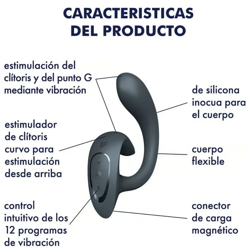 SATISFYER - G FOR GODDESS 1 RABBIT VIBRATOR DARK GRAY - Happytoys Sexshop: online sex shop for Feeling Happy & Easy 😊 - Discreet geleverd