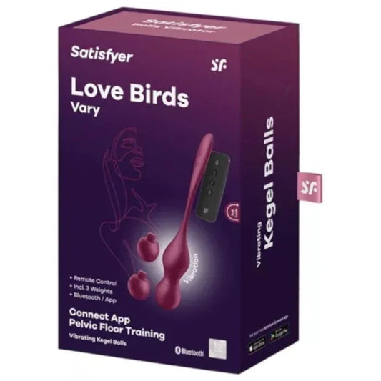 SATISFYER - LOVE BIRDS VARY VIBRATING BALLS FREE APP WINE RED - Happytoys Sexshop: online sex shop for Feeling Happy & Easy 😊 - Discreet geleverd