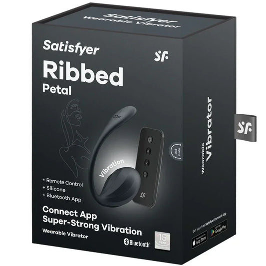 SATISFYER - RIBBED PETAL G POINT STIMULATOR REMOTE CONTROL BLACK FREE APP - Happytoys Sexshop: online sex shop for Feeling Happy & Easy 😊 - Discreet geleverd