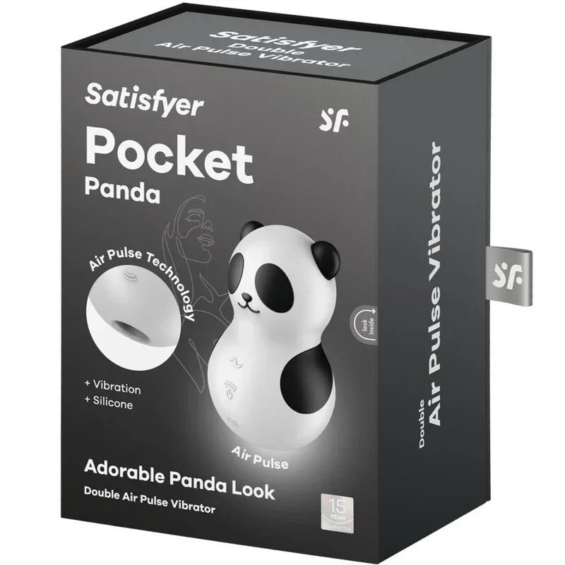 SATISFYER - POCKET PANDA STIMULATOR & VIBRATOR BLACK AND WHITE - Happytoys Sexshop: online sex shop for Feeling Happy & Easy 😊 - Discreet geleverd