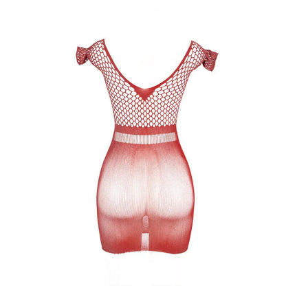 SUBBLIME - 951924 SHORT RED CROCHET GRILL DRESS ONE SIZE - Happytoys Sexshop: online sex shop for Feeling Happy & Easy 😊 - Discreet geleverd