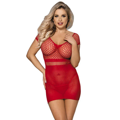 SUBBLIME - 951924 SHORT RED CROCHET GRILL DRESS ONE SIZE - Happytoys Sexshop: online sex shop for Feeling Happy & Easy 😊 - Discreet geleverd