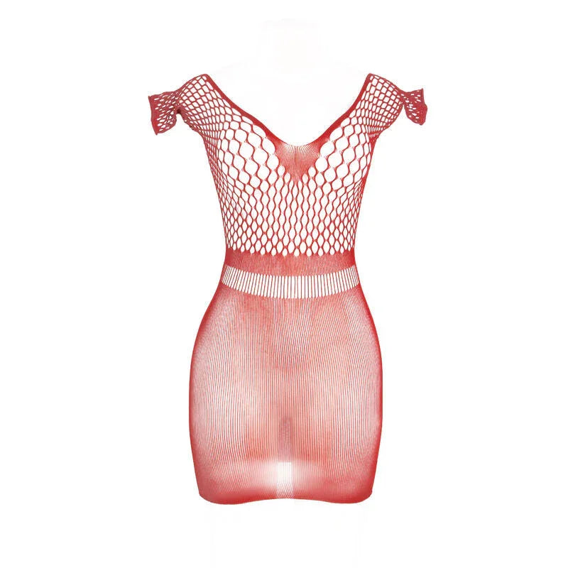 SUBBLIME - 951924 SHORT RED CROCHET GRILL DRESS ONE SIZE - Happytoys Sexshop: online sex shop for Feeling Happy & Easy 😊 - Discreet geleverd