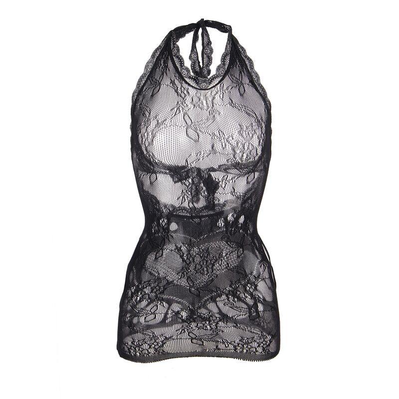 SUBBLIME - 952075 SHORT FISHNET DRESS WITH BACK BACK AND HEART DETAIL BLACK ONE SIZE - Happytoys Sexshop: online sex shop for Feeling Happy & Easy 😊 - Discreet geleverd