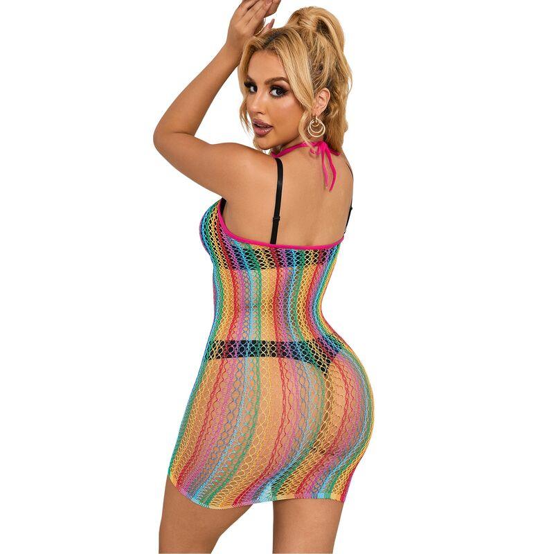 SUBBLIME - 952341 RAINBOW FISHNET DRESS ONE SIZE - Happytoys Sexshop: online sex shop for Feeling Happy & Easy 😊 - Discreet geleverd
