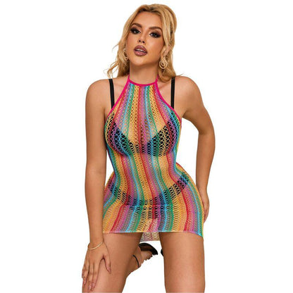 SUBBLIME - 952341 RAINBOW FISHNET DRESS ONE SIZE - Happytoys Sexshop: online sex shop for Feeling Happy & Easy 😊 - Discreet geleverd