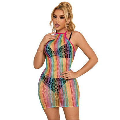 SUBBLIME - 952341 RAINBOW FISHNET DRESS ONE SIZE - Happytoys Sexshop: online sex shop for Feeling Happy & Easy 😊 - Discreet geleverd