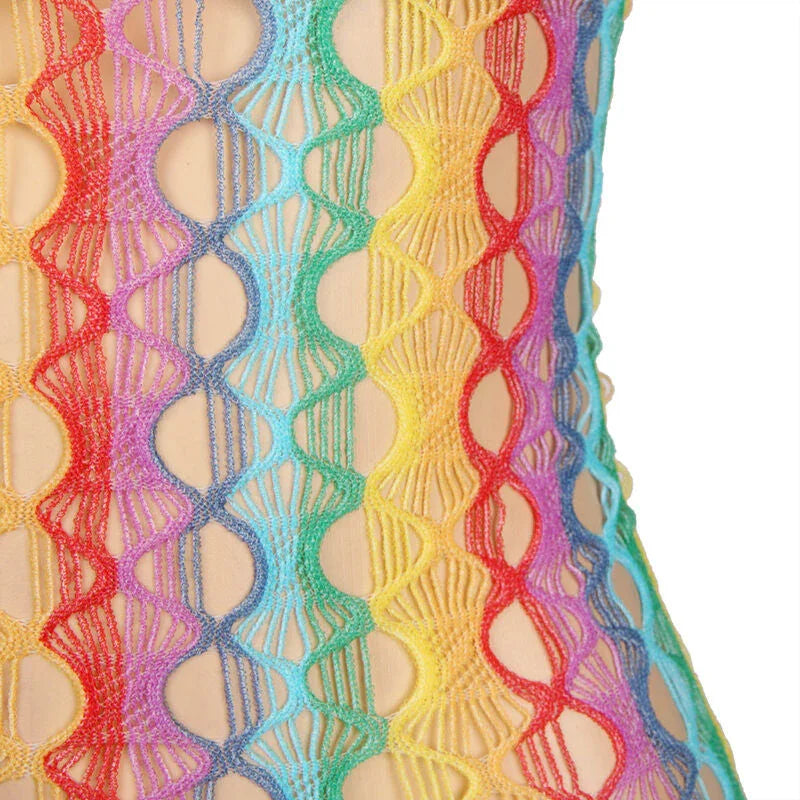 SUBBLIME - 952365 RAINBOW BARE SHOULDER FISHNET DRESS ONE SIZE - Happytoys Sexshop: online sex shop for Feeling Happy & Easy 😊 - Discreet geleverd