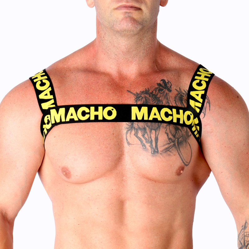 MACHO - DOUBLE YELLOW HARNESS - Happytoys Sexshop: online sex shop for Feeling Happy & Easy 😊 - Discreet geleverd