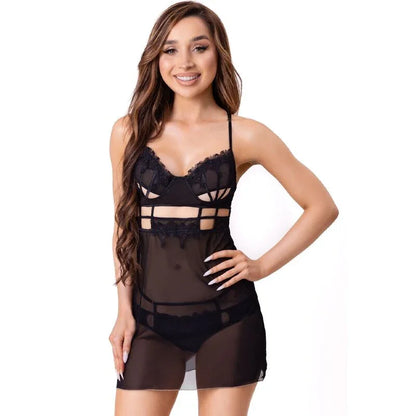 LIVCO CORSETTI FASHION - MAIA 20247 BABYDOLL + THONG BLACK S/M - Happytoys Sexshop: online sex shop for Feeling Happy & Easy 😊 - Discreet geleverd