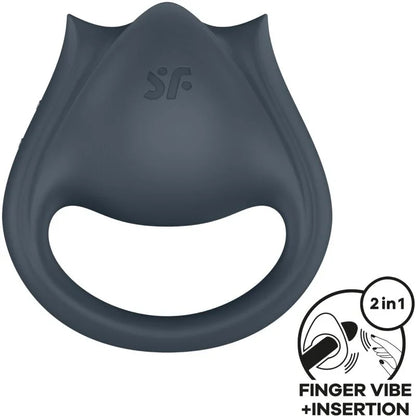 SATISFYER - PERFECT PAIR 2 MULTIVIBRATOR 2 IN 1 PENIS RING AND FINGER STIMULATOR GREY - Happytoys Sexshop: online sex shop for Feeling Happy & Easy 😊 - Discreet geleverd