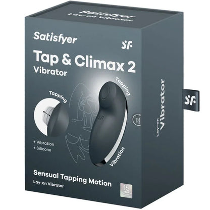 SATISFYER - TAP & CLIMAX 2 VIBRATOR & STIMULATOR GREY - Happytoys Sexshop: online sex shop for Feeling Happy & Easy 😊 - Discreet geleverd