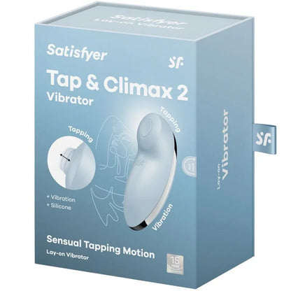 SATISFYER - TAP & CLIMAX 2 VIBRATOR & STIMULATOR BLUE - Happytoys Sexshop: online sex shop for Feeling Happy & Easy 😊 - Discreet geleverd