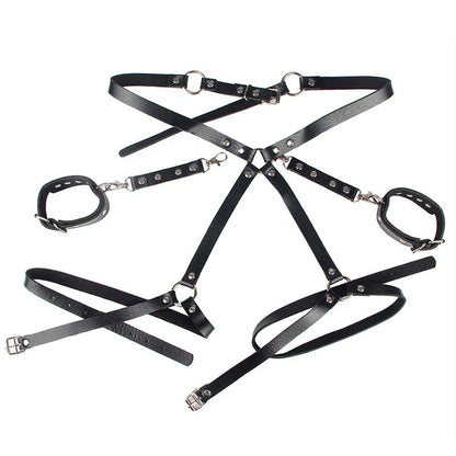 SUBBLIME - 953690 HANDCUFFS WITH BONDAGE BELT BLACK ONE SIZE - Happytoys Sexshop: online sex shop for Feeling Happy & Easy 😊 - Discreet geleverd