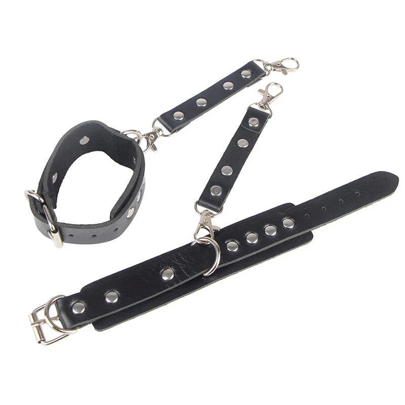 SUBBLIME - 953690 HANDCUFFS WITH BONDAGE BELT BLACK ONE SIZE - Happytoys Sexshop: online sex shop for Feeling Happy & Easy 😊 - Discreet geleverd