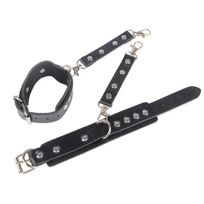 SUBBLIME - 953690 HANDCUFFS WITH BONDAGE BELT BLACK ONE SIZE - Happytoys Sexshop: online sex shop for Feeling Happy & Easy 😊 - Discreet geleverd