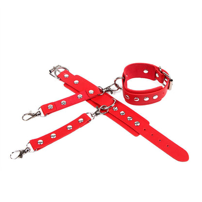 SUBBLIME - 953706 HANDCUFFS WITH BONDAGE BELT RED ONE SIZE - Happytoys Sexshop: online sex shop for Feeling Happy & Easy 😊 - Discreet geleverd