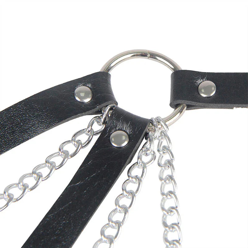 SUBBLIME - 953713 PUNK BONDAGE BELT METAL BUCKLE BLACK ONE SIZE - Happytoys Sexshop: online sex shop for Feeling Happy & Easy 😊 - Discreet geleverd