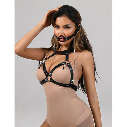 SUBBLIME - 953720 BONDAGE LEATHER STRAP BREAST CLAMPS BLACK ONE SIZE - Happytoys Sexshop: online sex shop for Feeling Happy & Easy 😊 - Discreet geleverd