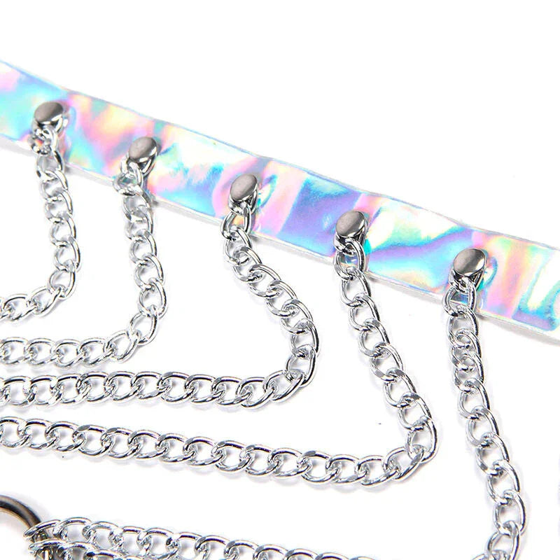 SUBBLIME - 953737 CHEST HARNESS WITH RINGS AND CHAINS SILVER ONE SIZE - Happytoys Sexshop: online sex shop for Feeling Happy & Easy 😊 - Discreet geleverd