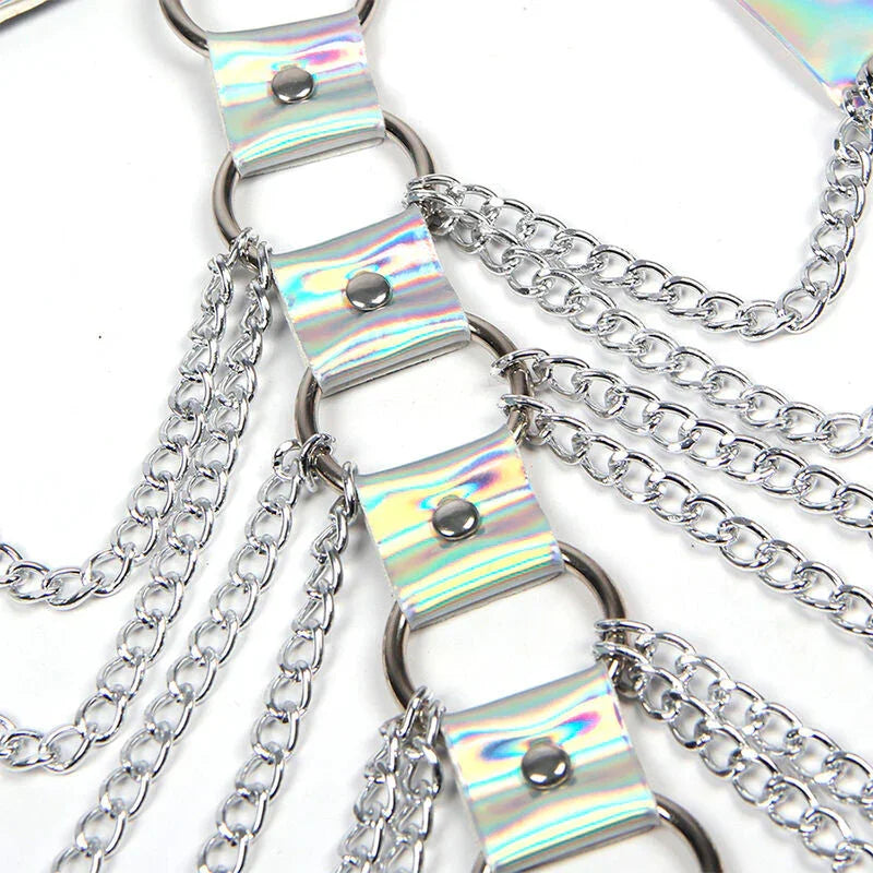 SUBBLIME - 953737 CHEST HARNESS WITH RINGS AND CHAINS SILVER ONE SIZE - Happytoys Sexshop: online sex shop for Feeling Happy & Easy 😊 - Discreet geleverd