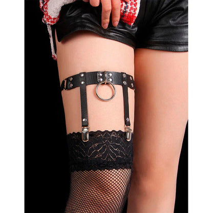 SUBBLIME - 953744 ADJUSTABLE LEATHER PUNK GARTER BLACK ONE SIZE - Happytoys Sexshop: online sex shop for Feeling Happy & Easy 😊 - Discreet geleverd