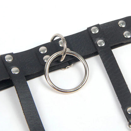 SUBBLIME - 953744 ADJUSTABLE LEATHER PUNK GARTER BLACK ONE SIZE - Happytoys Sexshop: online sex shop for Feeling Happy & Easy 😊 - Discreet geleverd