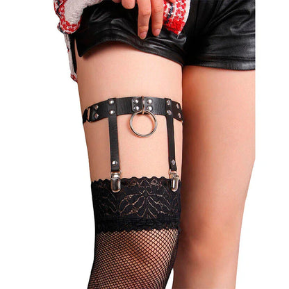 SUBBLIME - 953744 ADJUSTABLE LEATHER PUNK GARTER BLACK ONE SIZE - Happytoys Sexshop: online sex shop for Feeling Happy & Easy 😊 - Discreet geleverd