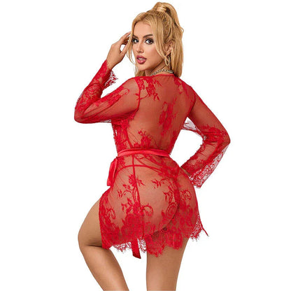 SUBBLIME - 953775 LACE NIGHTGOWN + THONG RED S/M - Happytoys Sexshop: online sex shop for Feeling Happy & Easy 😊 - Discreet geleverd