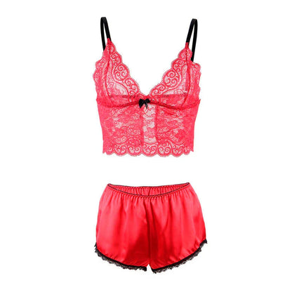 SUBBLIME - 953898 SILK AND LACE NIGHTGOWN + PANTIES RED S/M - Happytoys Sexshop: online sex shop for Feeling Happy & Easy 😊 - Discreet geleverd
