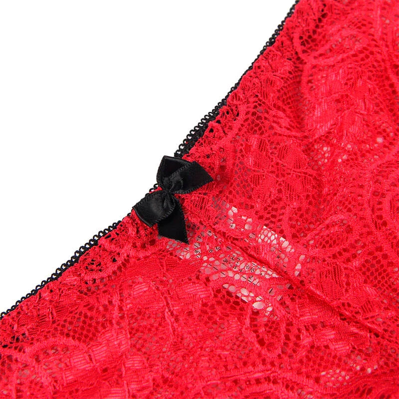 SUBBLIME - 953898 SILK AND LACE NIGHTGOWN + PANTIES RED S/M - Happytoys Sexshop: online sex shop for Feeling Happy & Easy 😊 - Discreet geleverd