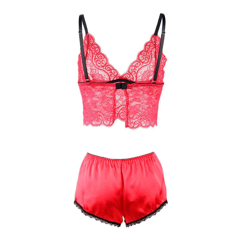 SUBBLIME - 953904 SILK AND LACE NIGHTGOWN + PANTIES RED L/XL - Happytoys Sexshop: online sex shop for Feeling Happy & Easy 😊 - Discreet geleverd