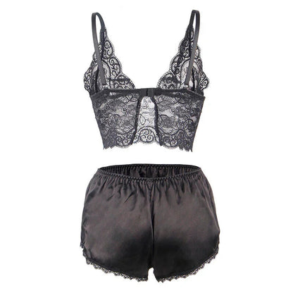 SUBBLIME - 953928 SILK AND LACE NIGHTGOWN + PANTIES BLACK L/XL - Happytoys Sexshop: online sex shop for Feeling Happy & Easy 😊 - Discreet geleverd