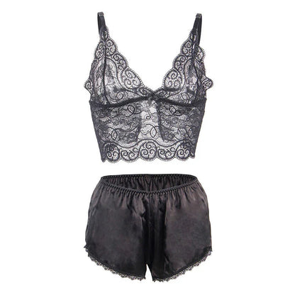 SUBBLIME - 953928 SILK AND LACE NIGHTGOWN + PANTIES BLACK L/XL - Happytoys Sexshop: online sex shop for Feeling Happy & Easy 😊 - Discreet geleverd
