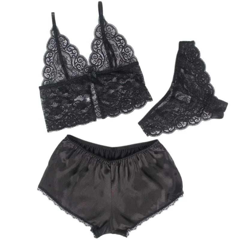 SUBBLIME - 953911 SILK AND LACE NIGHTGOWN + PANTIES BLACK S/M - Happytoys Sexshop: online sex shop for Feeling Happy & Easy 😊 - Discreet geleverd