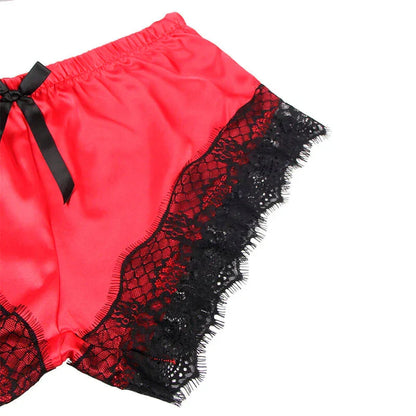SUBBLIME - 953959 CASUAL SILK NIGHTGOWN + LACE PANTS BLACK/RED S/M - Happytoys Sexshop: online sex shop for Feeling Happy & Easy 😊 - Discreet geleverd